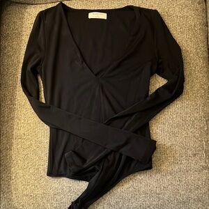 Babaton Black V-Neck Bodysuit